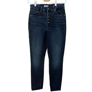 Good American Women's Dark Blue Button Up Skinny Jeans Size 6 / 28
